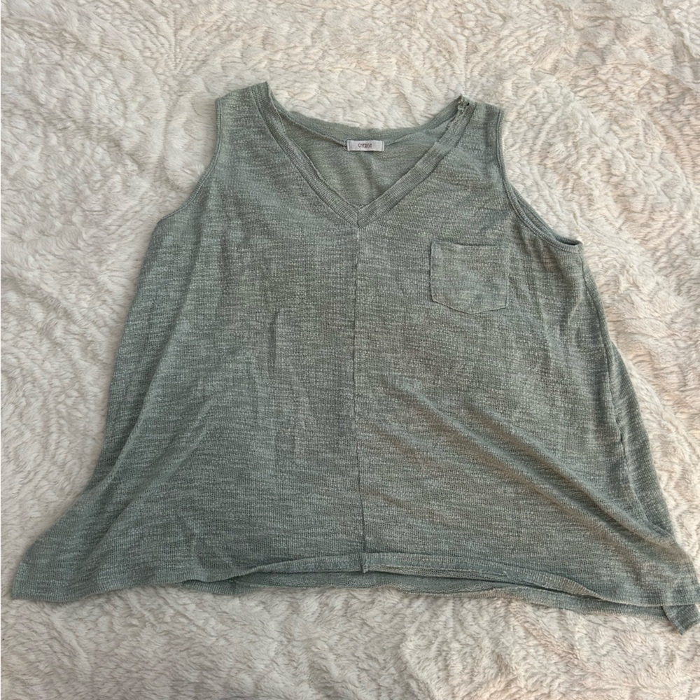 Cherish V-Neck Tank Top - Soft Green